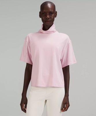Relaxed-Fit Cotton-Blend Turtleneck T-Shirt | Women's Short Sleeve Shirts & Tee's