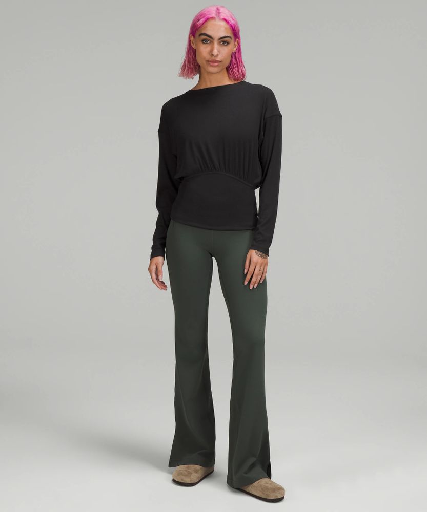 Ribbed Modal-Silk Blend Long Sleeve Shirt | Women's Shirts