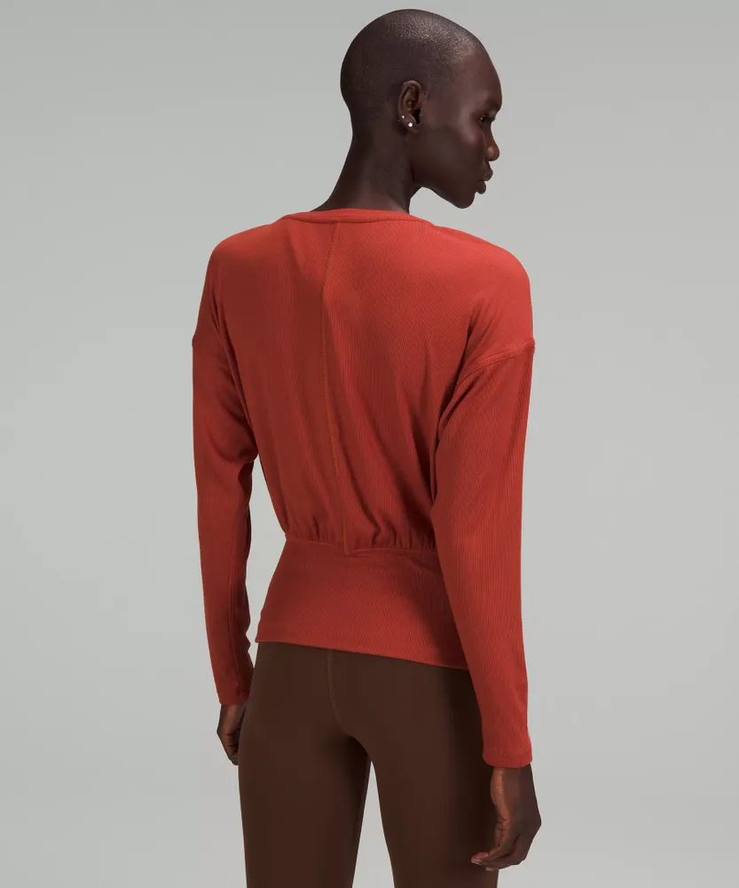 Modal-Silk Blend V-Neck Long-Sleeve Shirt