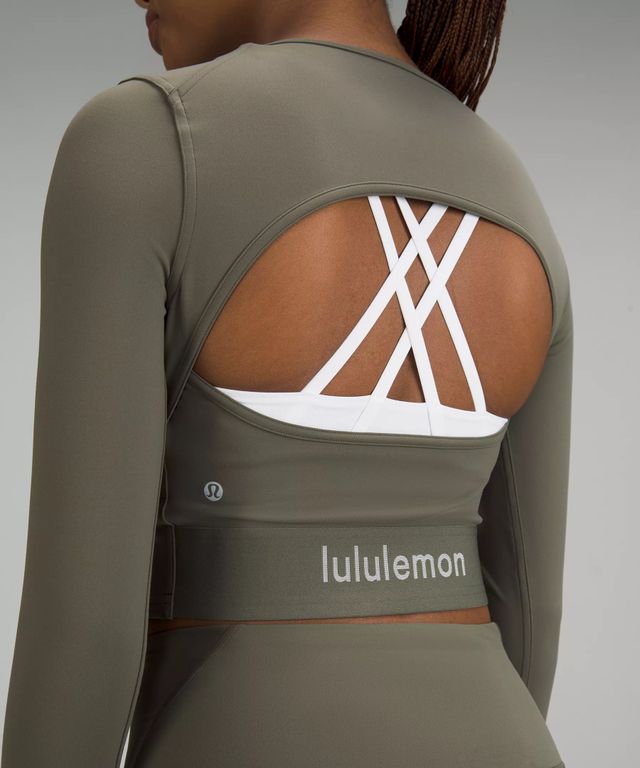 Lululemon Logo Elastic Everlux Long Sleeve Shirt - Black / Trench - lulu  fanatics
