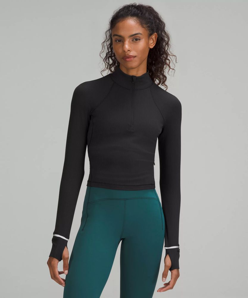Women's Long Sleeve Half Zip Sports Crop Top – Ro + Ivy