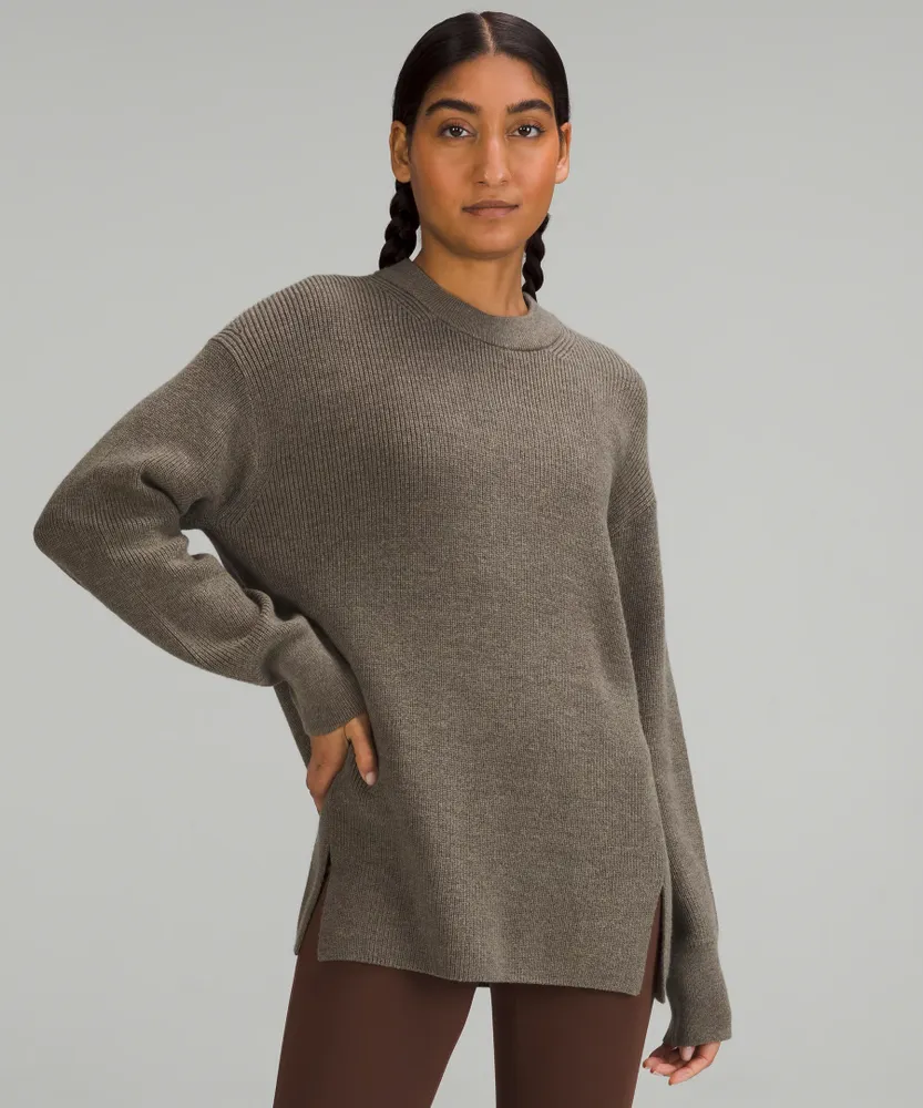 Merino Wool-Blend Ribbed Crewneck Sweater | Women's Hoodies & Sweatshirts
