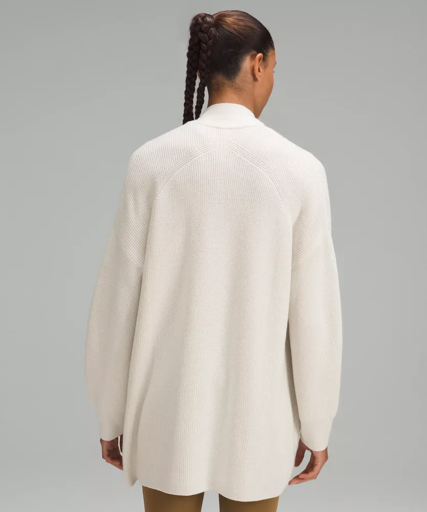 Merino Wool-Blend Ribbed Long Wrap Sweater | Women's Sweaters