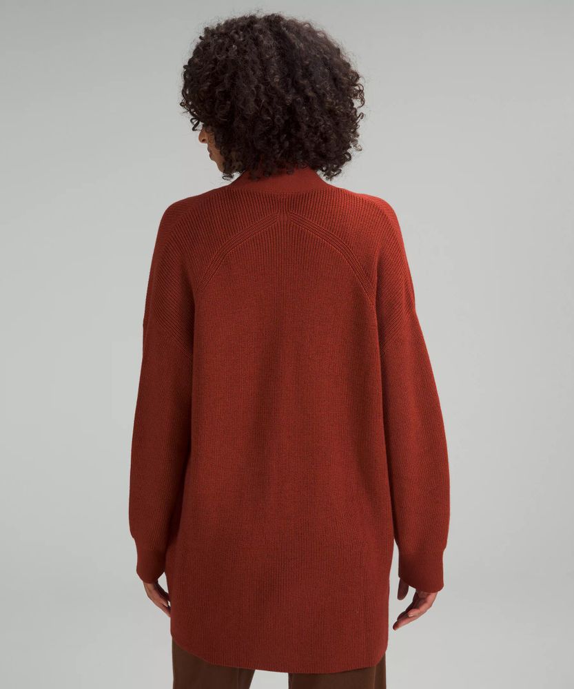 Lululemon Merino Wool-Blend Ribbed Long Wrap Sweater - Heathered