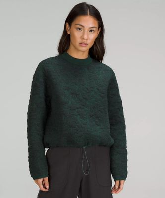 Jacquard Multi-Texture Crew Neck Sweater | Women's Hoodies & Sweatshirts