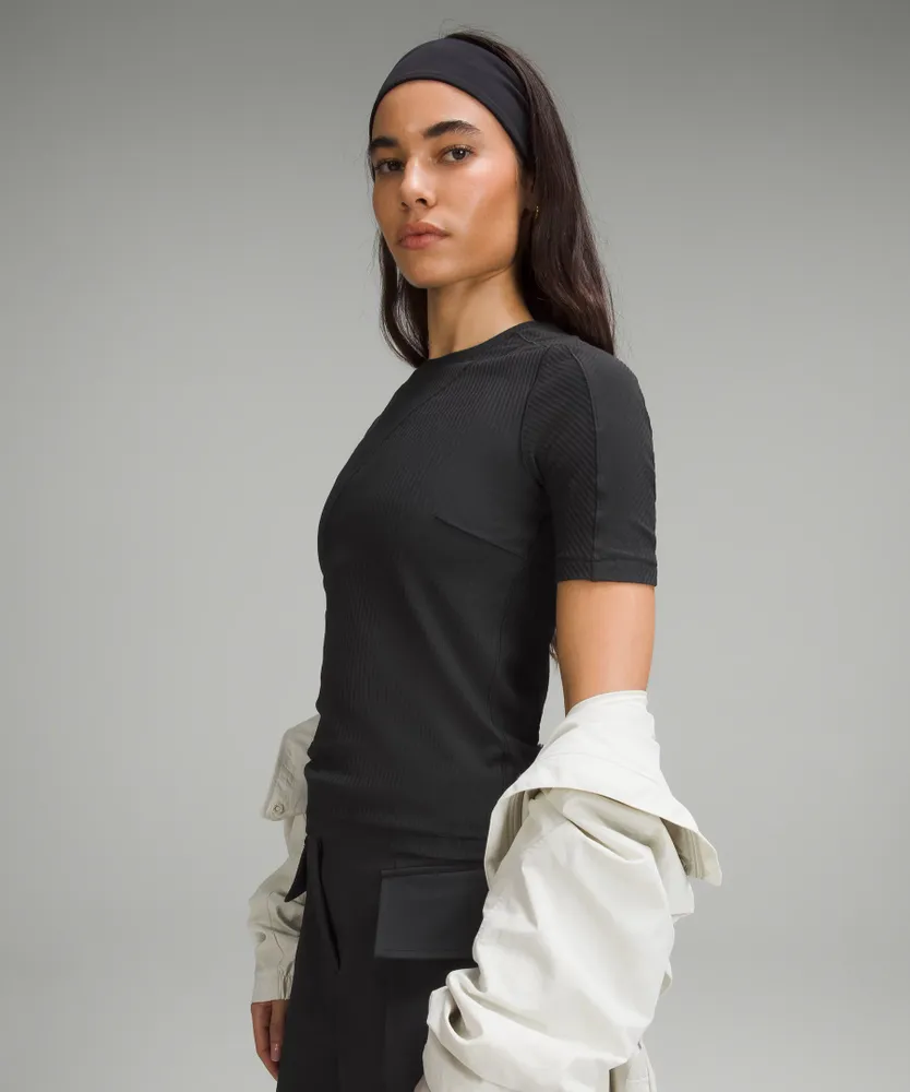 Asymmetrical Ribbed Cotton T-Shirt | Women's Short Sleeve Shirts & Tee's