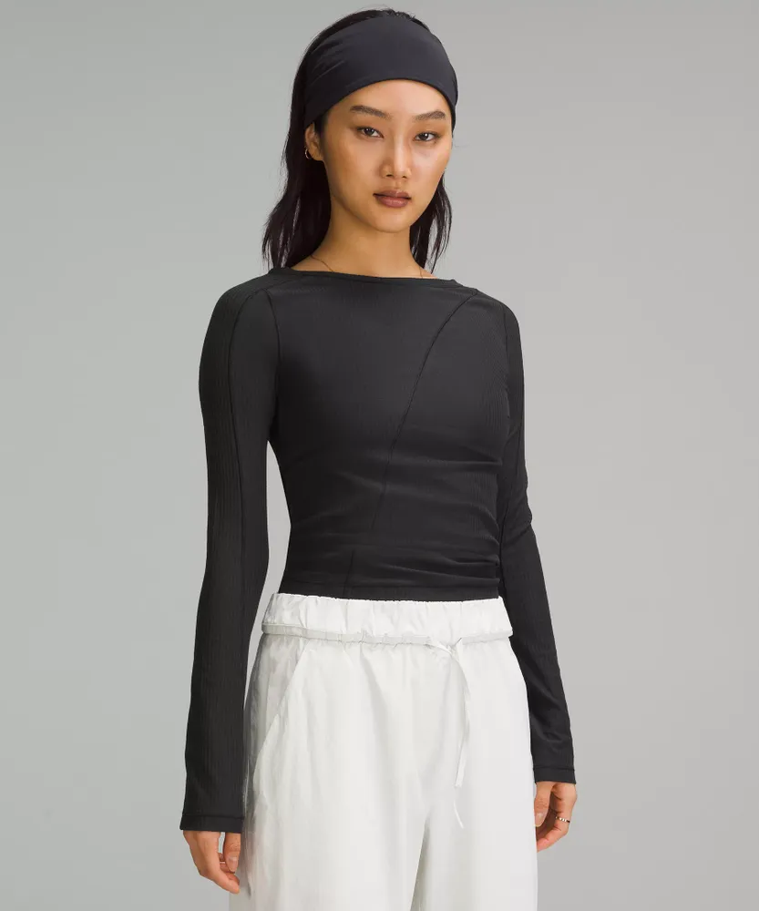 Asymmetrical Ribbed Cotton Long-Sleeve Shirt | Women's Long Sleeve Shirts