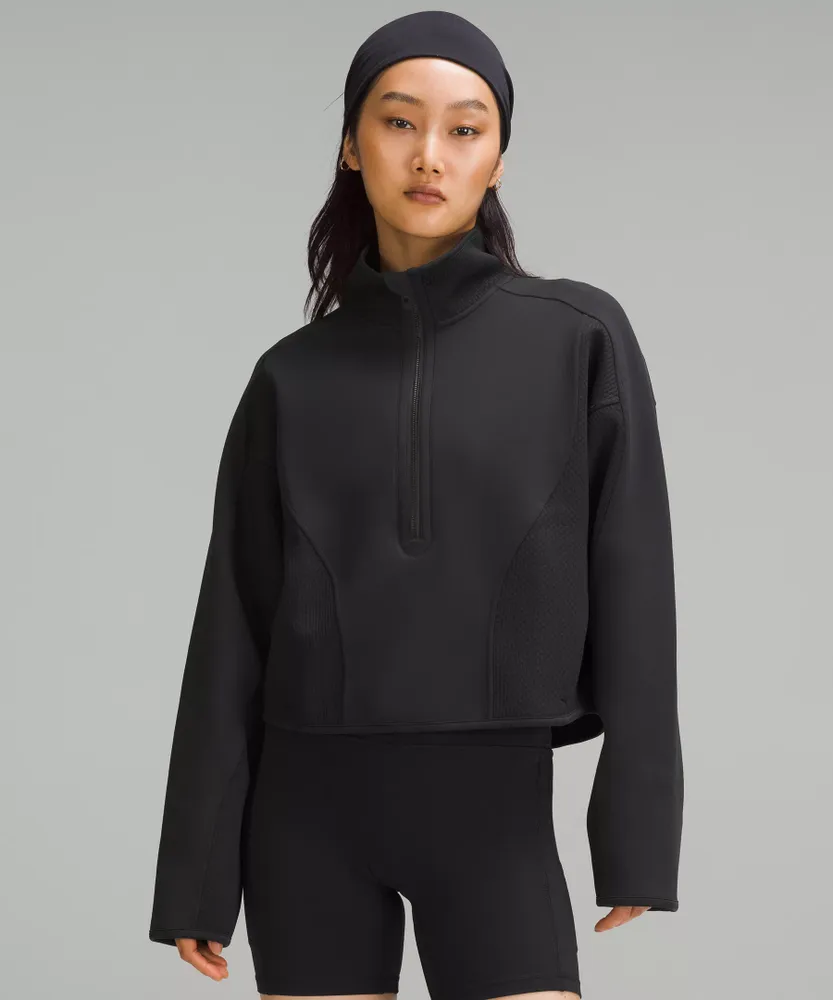 Mixed Fabric Half-Zip Pullover | Women's Hoodies & Sweatshirts