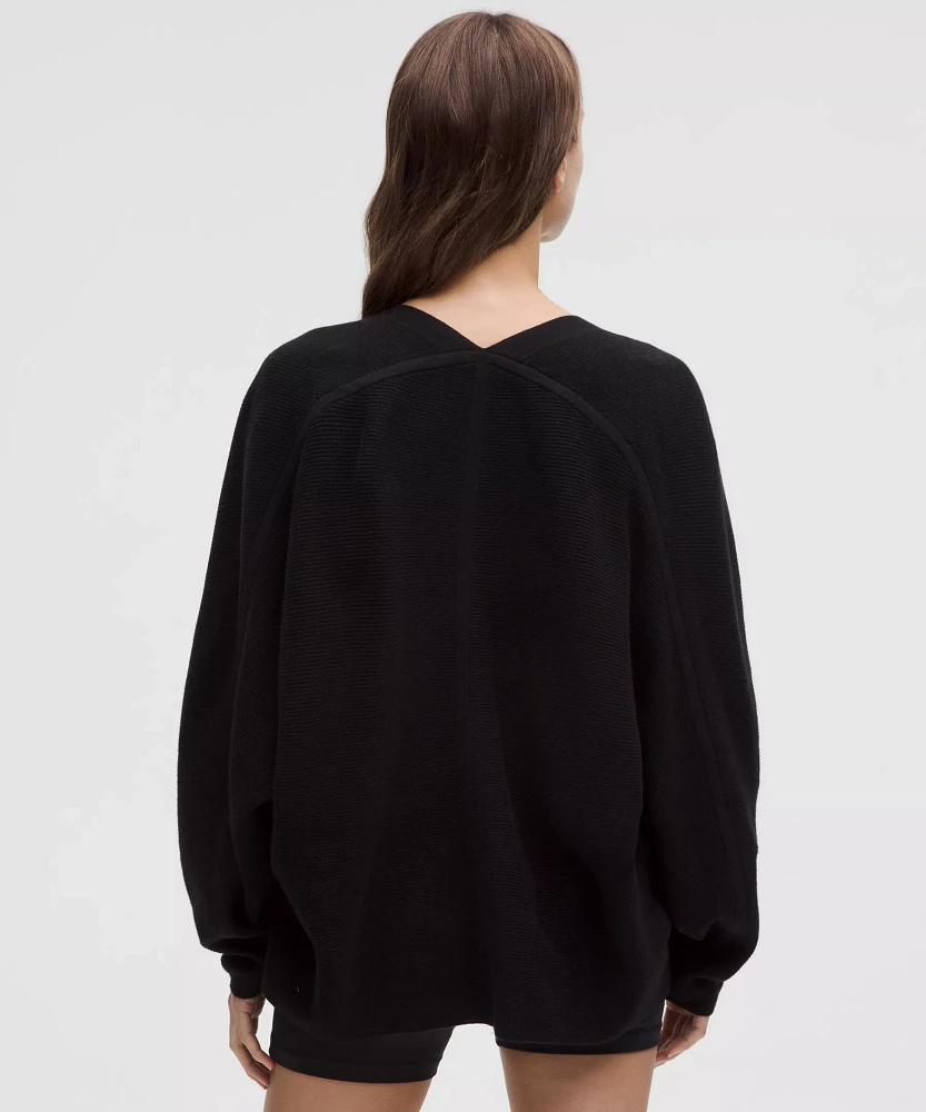 Boxy Cotton-Blend Knit Wrap | Women's Sweaters
