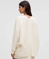 Boxy Cotton-Blend Knit Wrap | Women's Sweaters