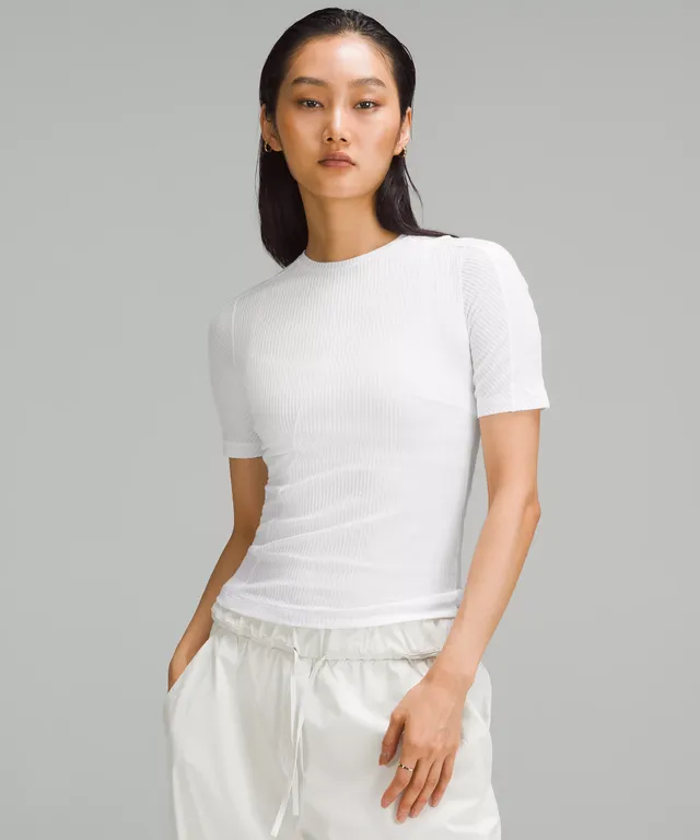 Lululemon Side Cinch Ribbed T-Shirt - White Opal - lulu fanatics