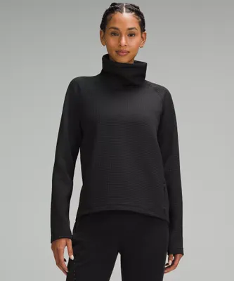 Waffle-Knit Funnel-Neck Long-Sleeve Shirt | Women's Hoodies & Sweatshirts