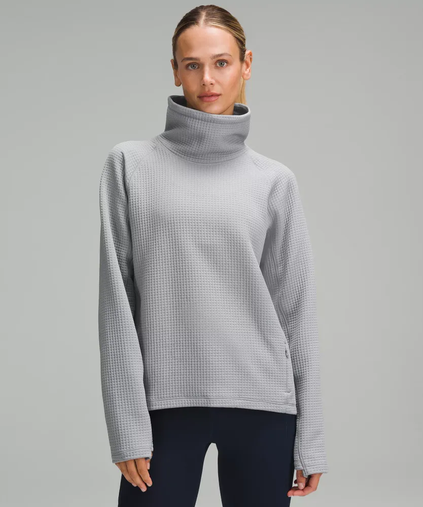 Lululemon Pullover Women's Gray Mock Neck Sweatshirt Zipper Pockets Size 2