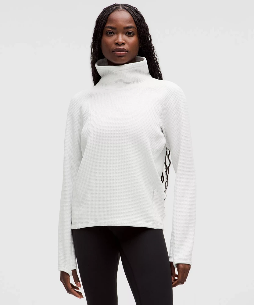 Waffle-Knit Funnel-Neck Long-Sleeve Shirt | Women's Hoodies & Sweatshirts