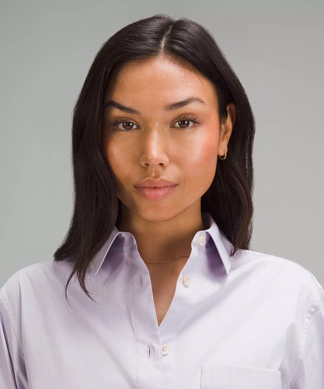 lululemon dress shirt women Lululemon Size Small Relaxed-Fit Cotton-Blend Poplin Button-Down Shirt, NWT, $98