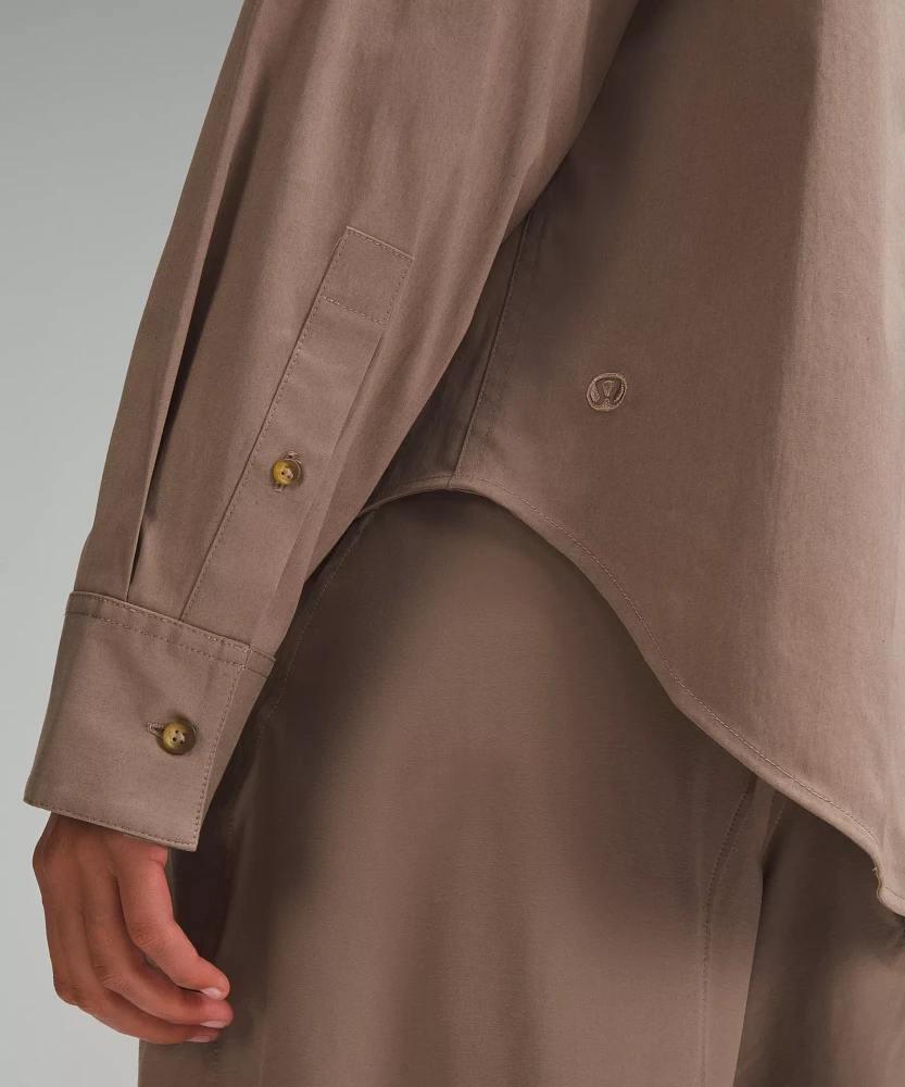 Cotton-Blend Poplin Button-Down Shirt | Women's Long Sleeve Shirts