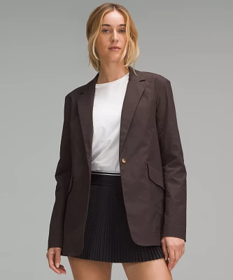 Relaxed-Fit Twill Blazer | Women's Coats & Jackets