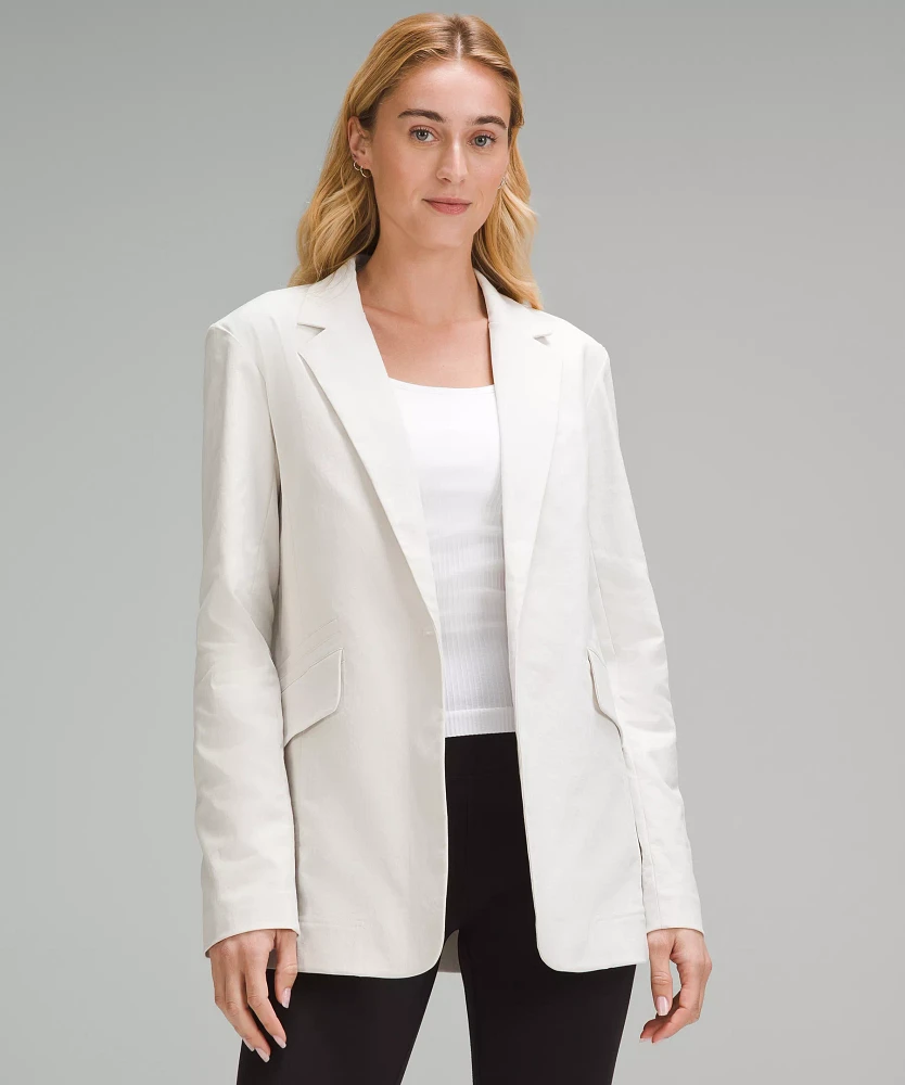 Relaxed-Fit Twill Blazer | Women's Coats & Jackets