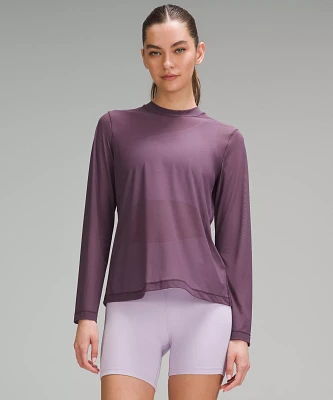 Keyhole Mesh Long-Sleeve Shirt | Women's Long Sleeve Shirts