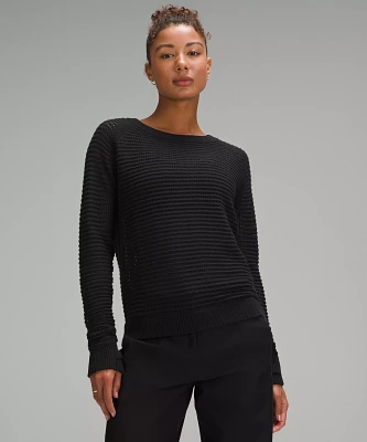 Pointelle-Knit Cotton Sweater | Women's Sweaters