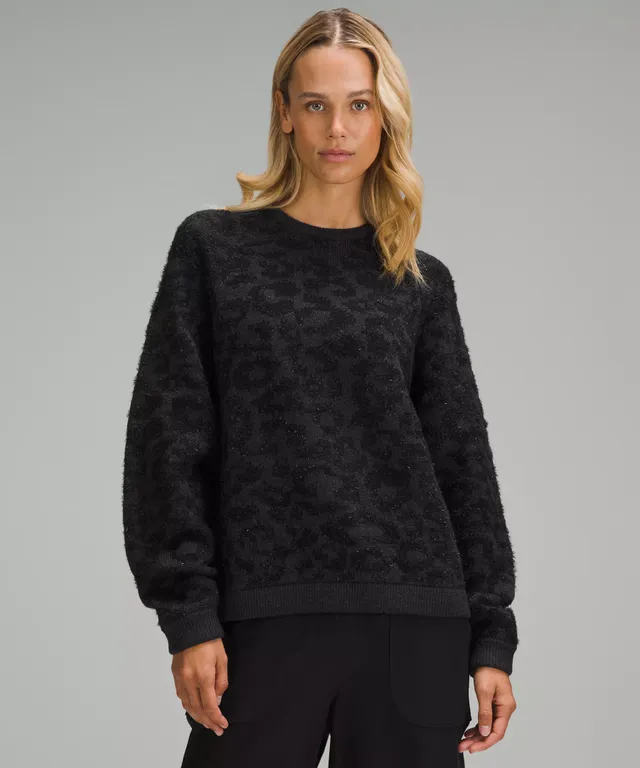 Jacquard Multi-Texture Crewneck Sweater