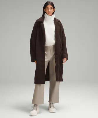 Textured Fleece Long Collared Jacket | Women's Hoodies & Sweatshirts