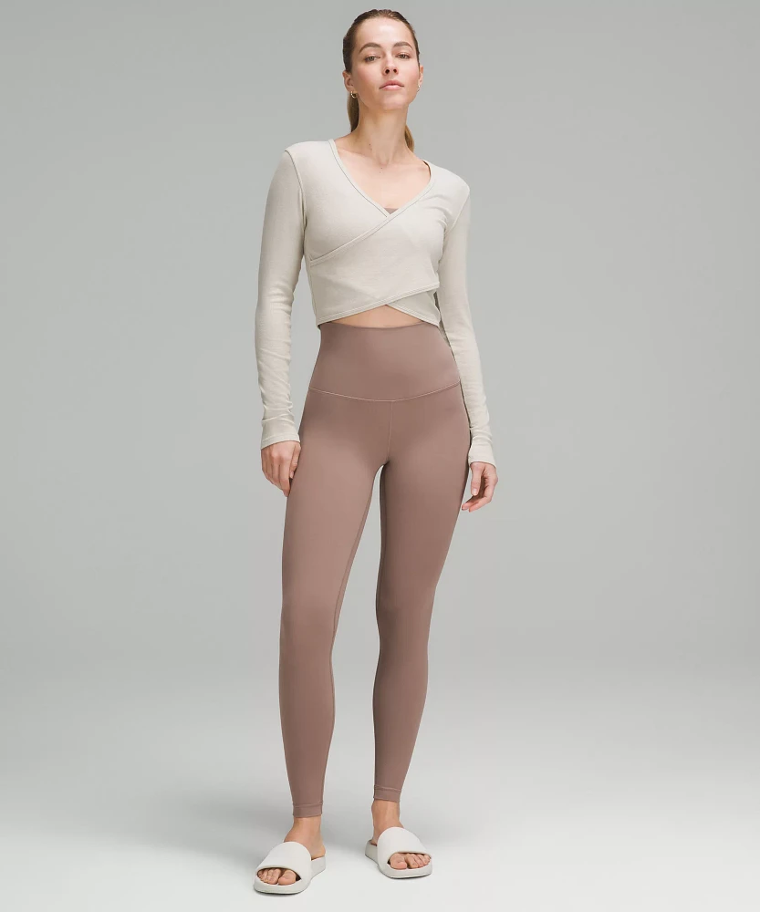Wrap-Front Ribbed Long-Sleeve Top | Women's Long Sleeve Shirts
