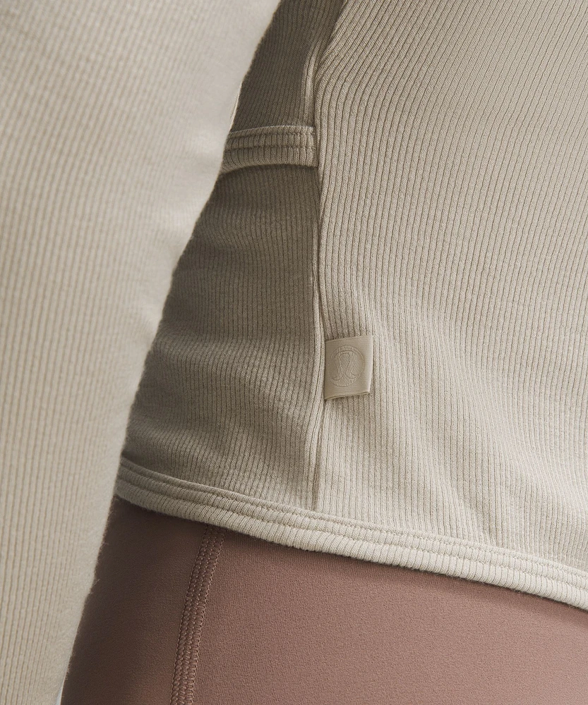 Wrap-Front Ribbed Long-Sleeve Top | Women's Long Sleeve Shirts