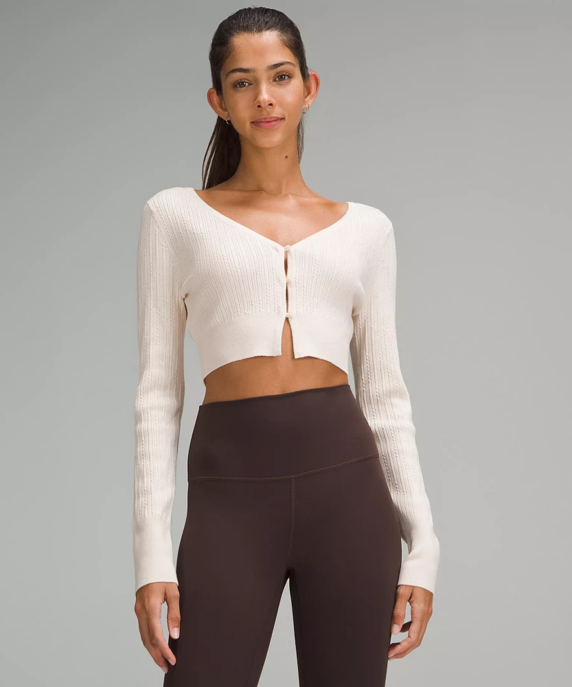 Ribbed Merino Wool-Blend Cropped Cardigan | Women's Sweaters