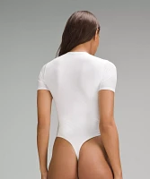 Wundermost Ultra-Soft Nulu Short-Sleeve Crew Thong Bodysuit | Women's Short Sleeve Shirts & Tee's