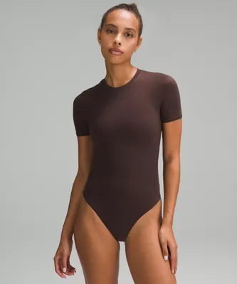 Wundermost Ultra-Soft Nulu Short-Sleeve Crew Thong Bodysuit | Women's Short Sleeve Shirts & Tee's