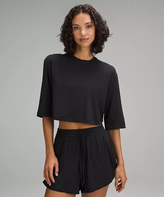 Modal Relaxed-Fit Cropped Short-Sleeve Shirt | Women's Short Sleeve Shirts & Tee's