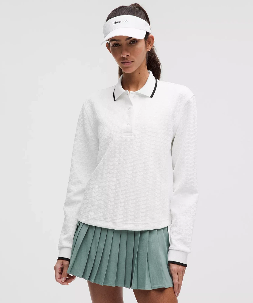 Textured Long-Sleeve Tennis Polo Shirt | Women's Long Sleeve Shirts