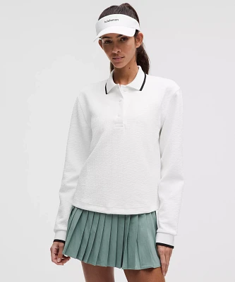 Textured Long-Sleeve Tennis Polo Shirt | Women's Long Sleeve Shirts