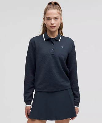 Textured Long-Sleeve Tennis Polo Shirt | Women's Long Sleeve Shirts