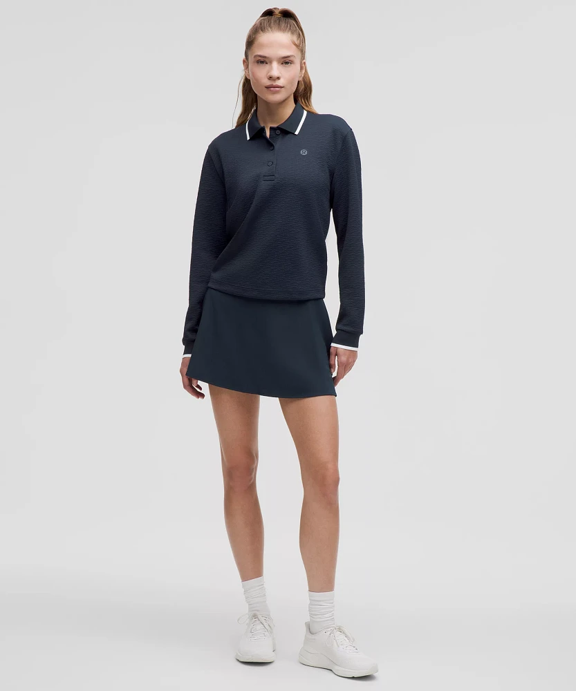 Textured Long-Sleeve Tennis Polo Shirt | Women's Long Sleeve Shirts