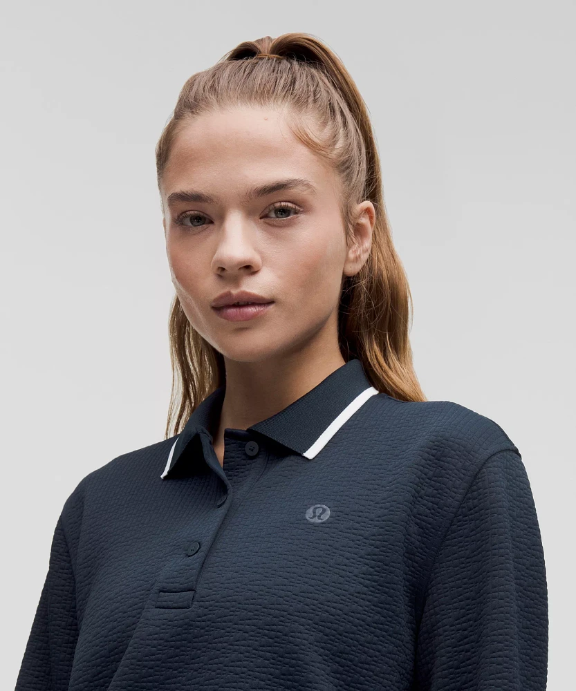 Textured Long-Sleeve Tennis Polo Shirt | Women's Long Sleeve Shirts