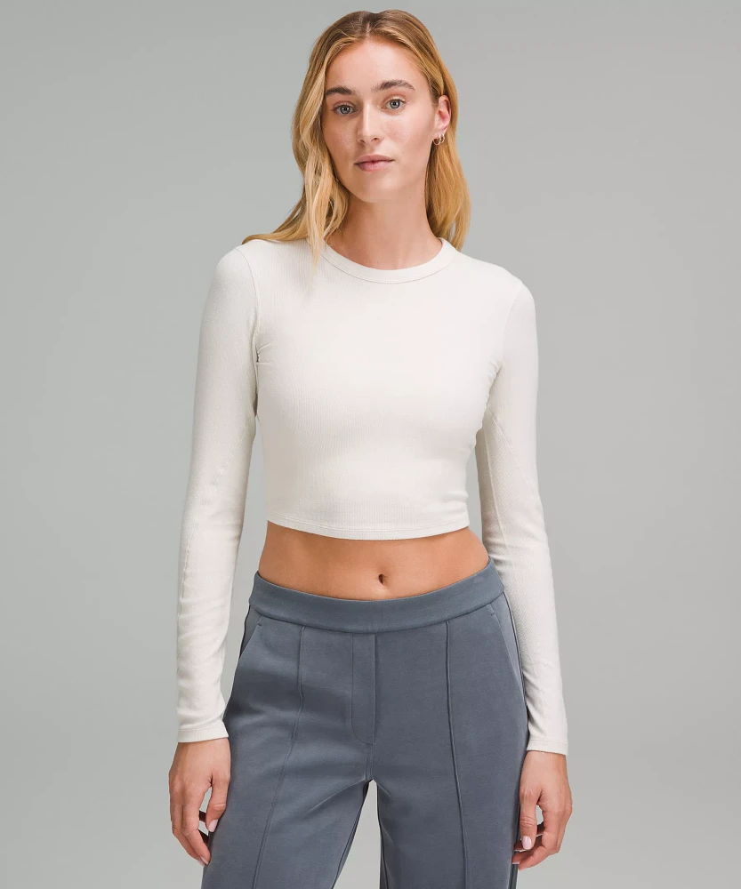 Hold Tight Straight-Hem Cropped Long-Sleeve Shirt | Women's Long Sleeve Shirts