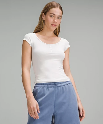 Cap-Sleeve Henley T-Shirt | Women's Short Sleeve Shirts & Tee's