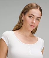 Cap-Sleeve Henley T-Shirt | Women's Shirts