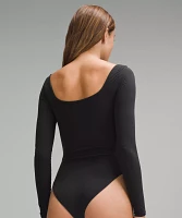 Wundermost Ultra-Soft Nulu Square-Neck Long-Sleeve Bikini Bodysuit | Women's Bodysuits