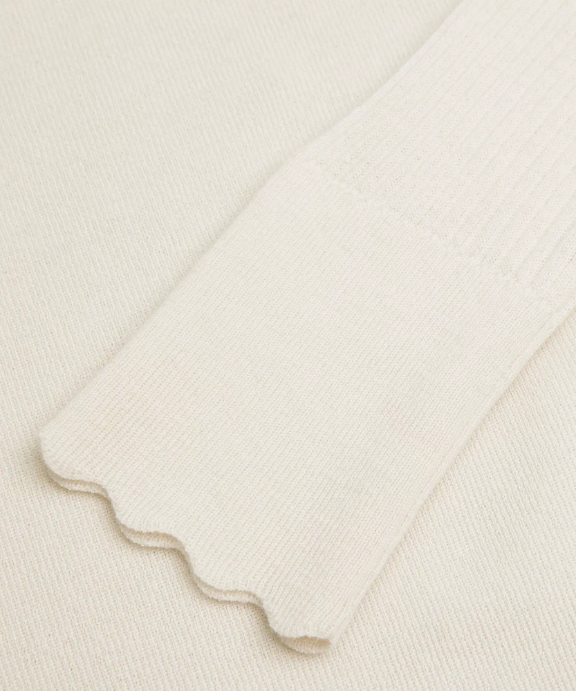 Cashmere Scalloped Cuff Crewneck | Women's Sweaters