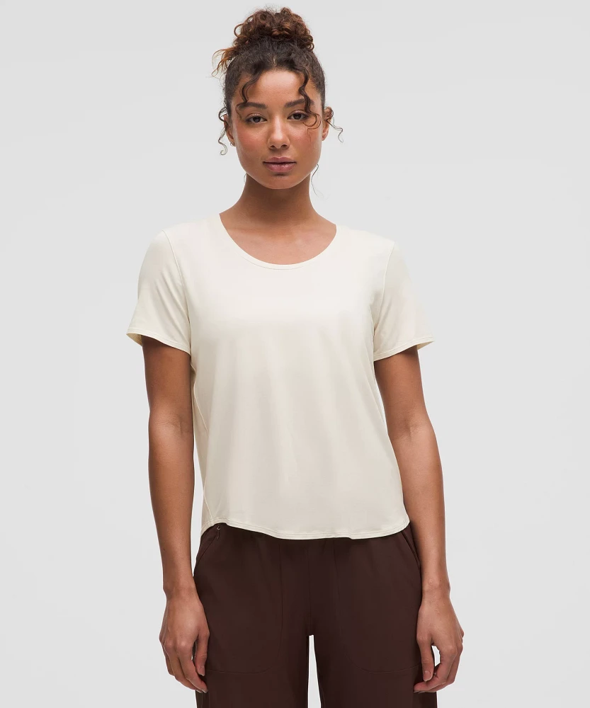 Modal-Silk Twist-Back Short-Sleeve Shirt | Women's Short Sleeve Shirts & Tee's