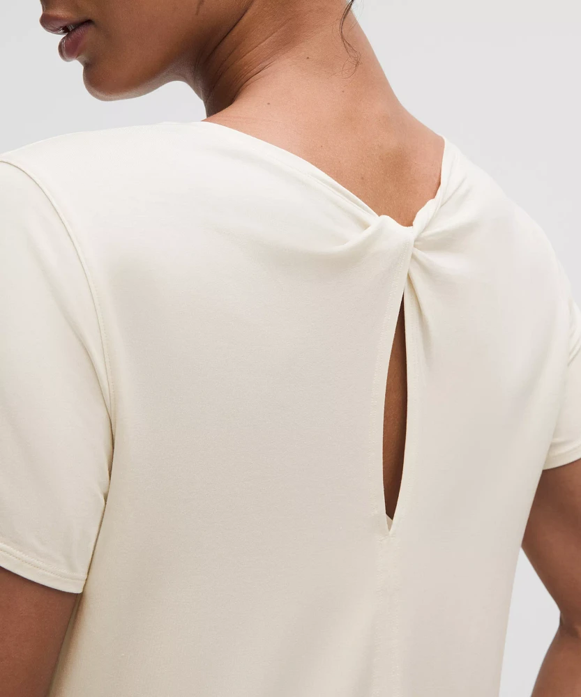 Modal-Silk Twist-Back Short-Sleeve Shirt | Women's Short Sleeve Shirts & Tee's