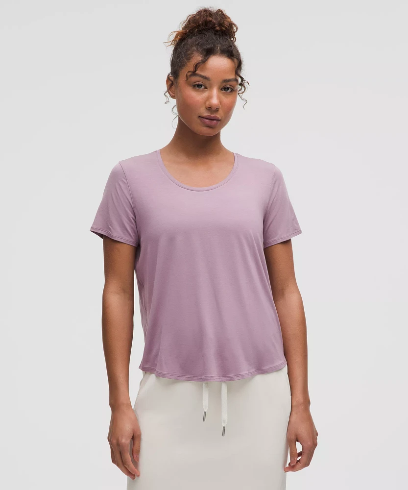 Modal-Silk Twist-Back Short-Sleeve Shirt | Women's Short Sleeve Shirts & Tee's
