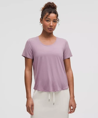 Modal-Silk Twist-Back Short-Sleeve Shirt | Women's Short Sleeve Shirts & Tee's