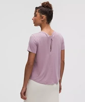Modal-Silk Twist-Back Short-Sleeve Shirt | Women's Short Sleeve Shirts & Tee's