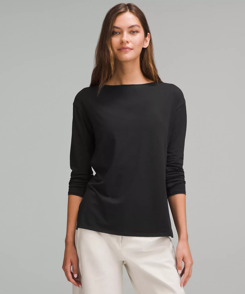 Relaxed-Fit Boatneck Long-Sleeve Shirt | Women's Long Sleeve Shirts