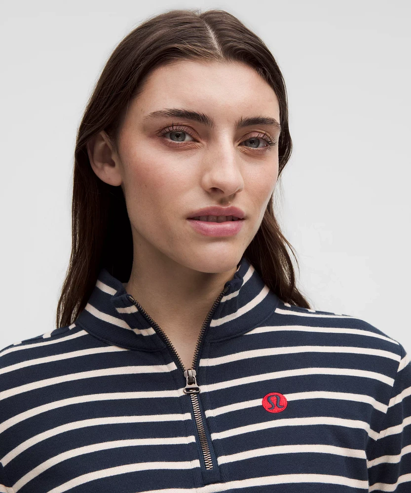 Cotton French Terry Cropped Half Zip | Women's Hoodies & Sweatshirts