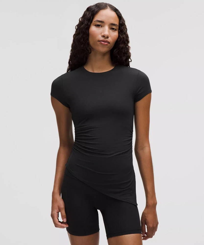 Modal-Silk Asymmetrical-Hem T-Shirt | Women's Short Sleeve Shirts & Tee's